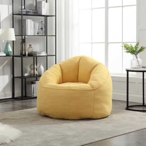 Yellow Memory Foam Bean Bag Chair with Ottoman Q19426