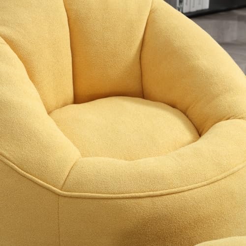 Yellow Memory Foam Bean Bag Chair with Ottoman Q19426