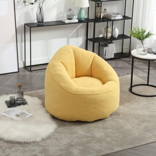 Yellow Memory Foam Bean Bag Chair with Ottoman Q19426