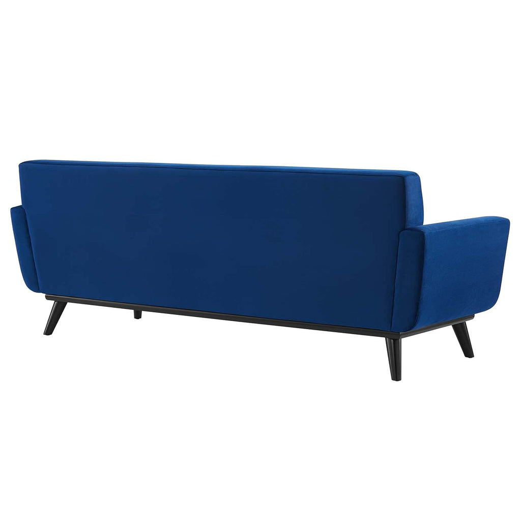Navy Channel Tufted Performance Velvet Sofa B266