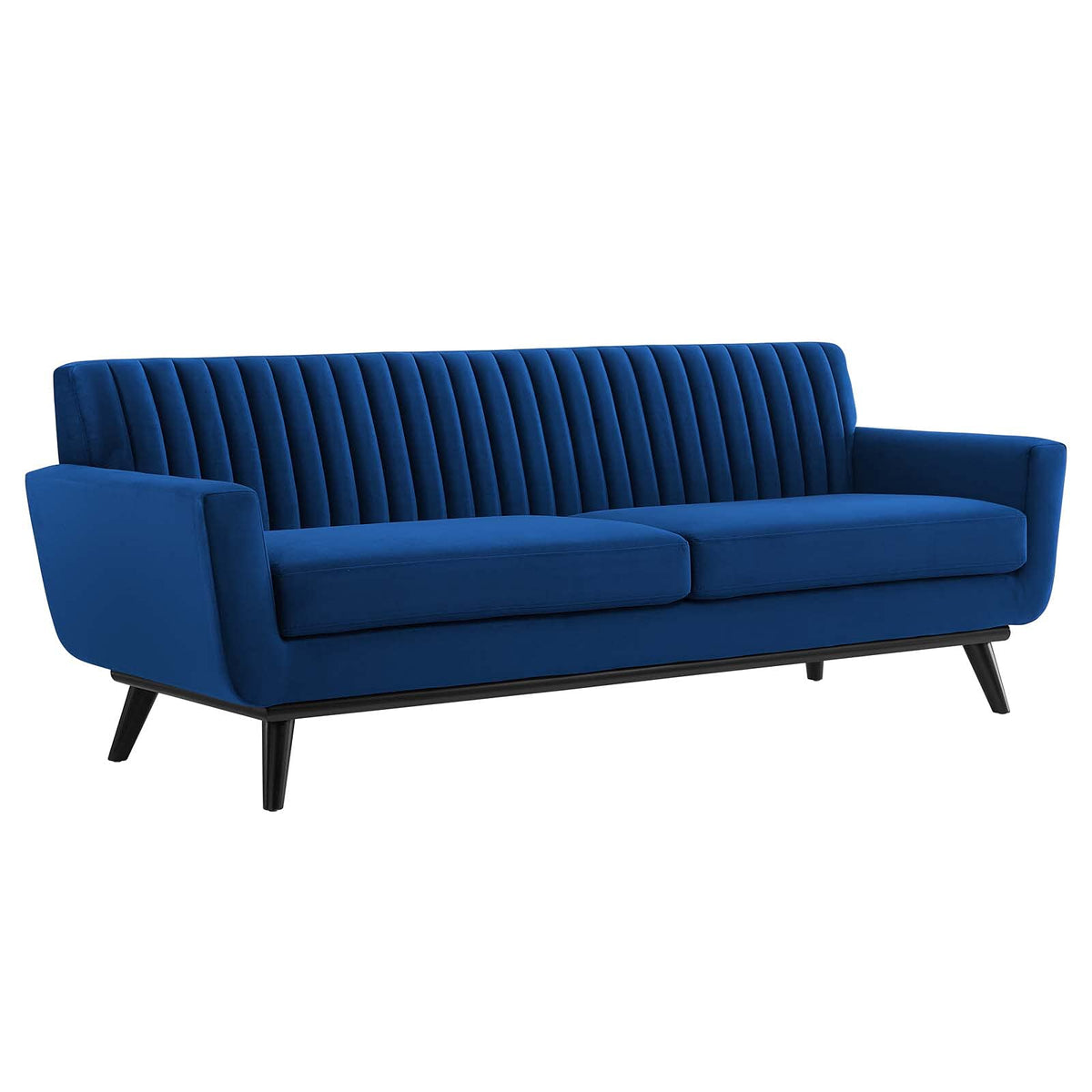 Navy Channel Tufted Performance Velvet Sofa B266