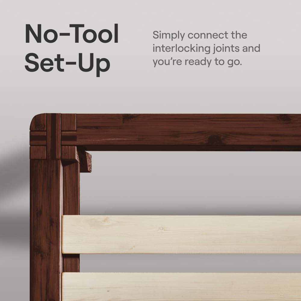 California King Walnut Bamboo Platform Bed Frame E693