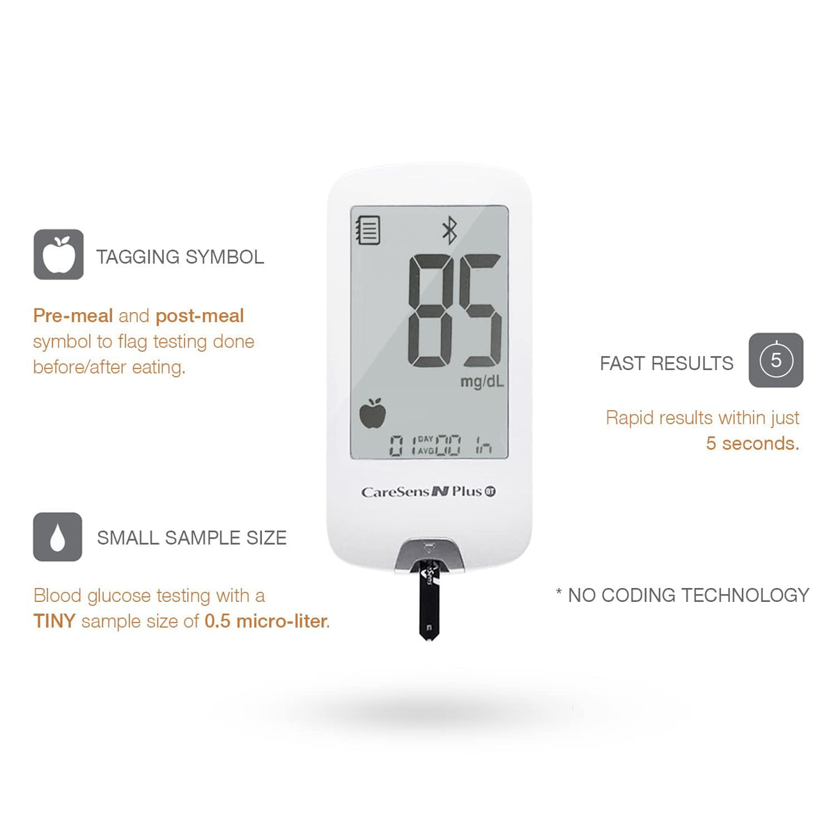 Bluetooth Blood Glucose Monitor Kit with 100 Test Strips and 100 Lancets G903