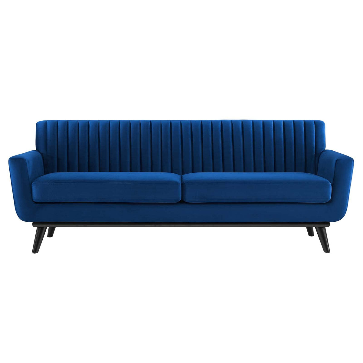 Navy Channel Tufted Performance Velvet Sofa B266