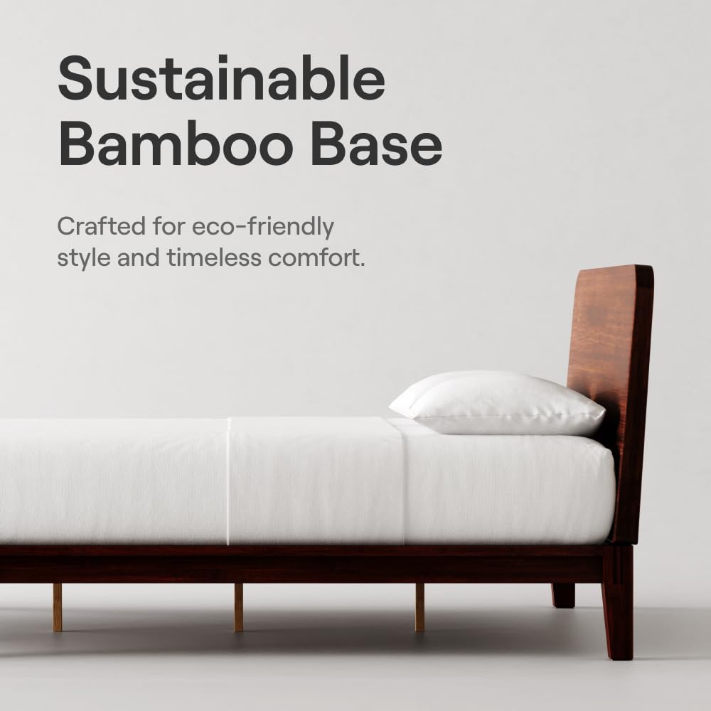 California King Walnut Bamboo Platform Bed Frame E693
