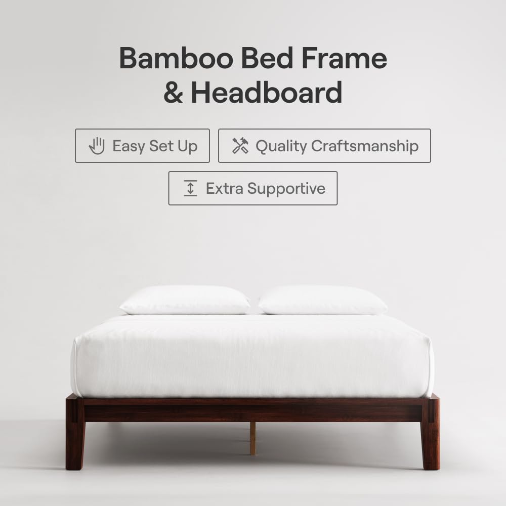 California King Walnut Bamboo Platform Bed Frame E693