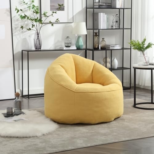 Yellow Memory Foam Bean Bag Chair with Ottoman Q19426
