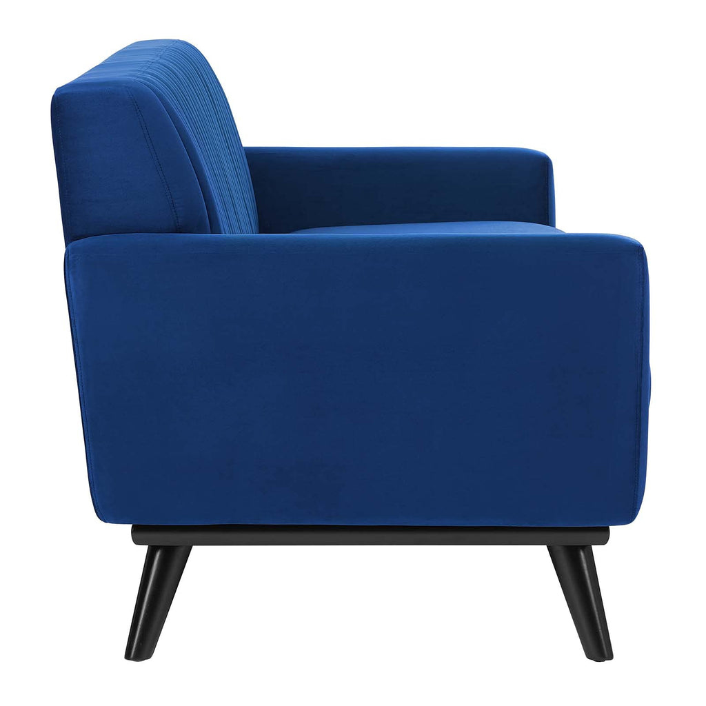 Navy Channel Tufted Performance Velvet Sofa B266