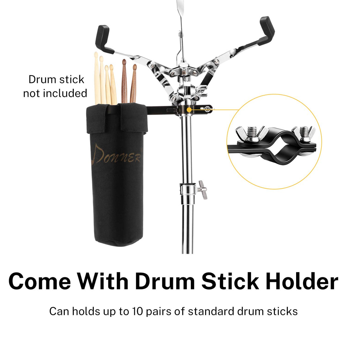 Adjustable Double Braced Snare Drum Stand with Drumstick Holder O714