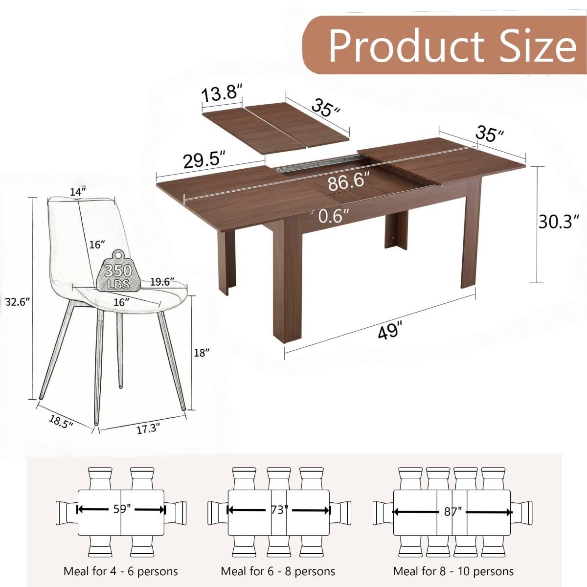 9 Piece Extendable Rectangular Dining Table Set with 8 Chairs W9732