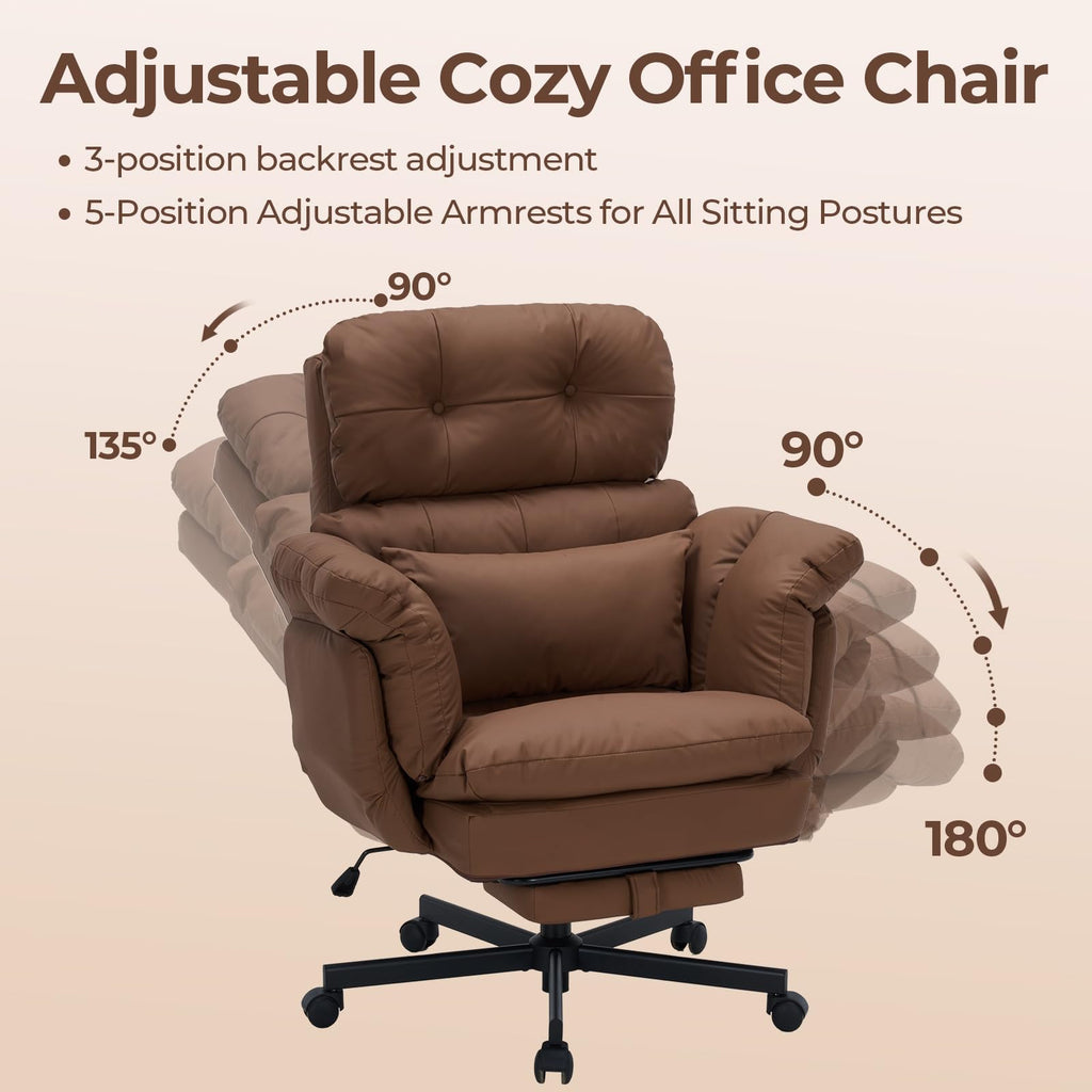 Brown Ergonomic Office Chair with Foot Rest M65019