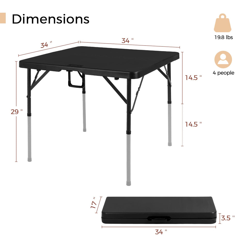 34" Black Folding Card Table W889