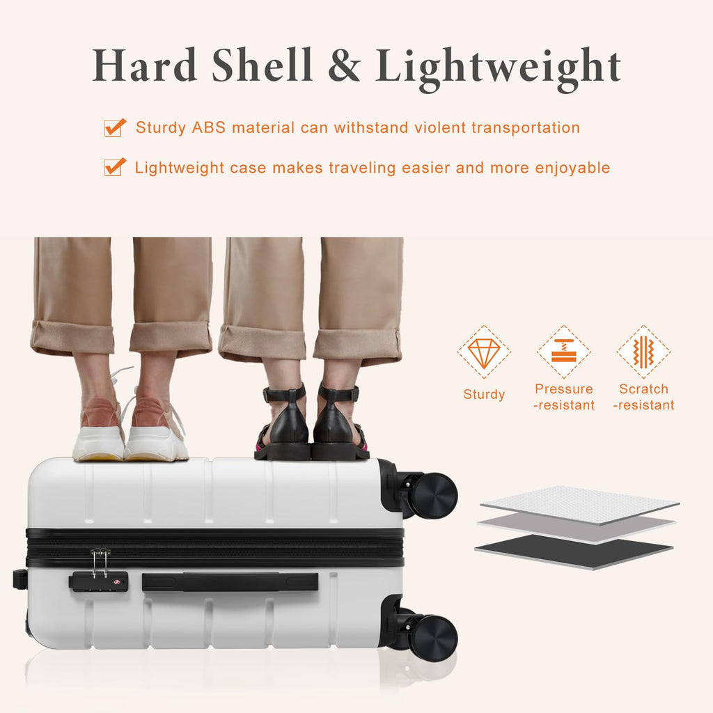 20 Inch White Hard Shell Suitcase G2798