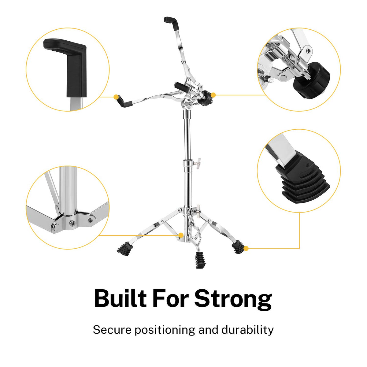Adjustable Double Braced Snare Drum Stand with Drumstick Holder O714