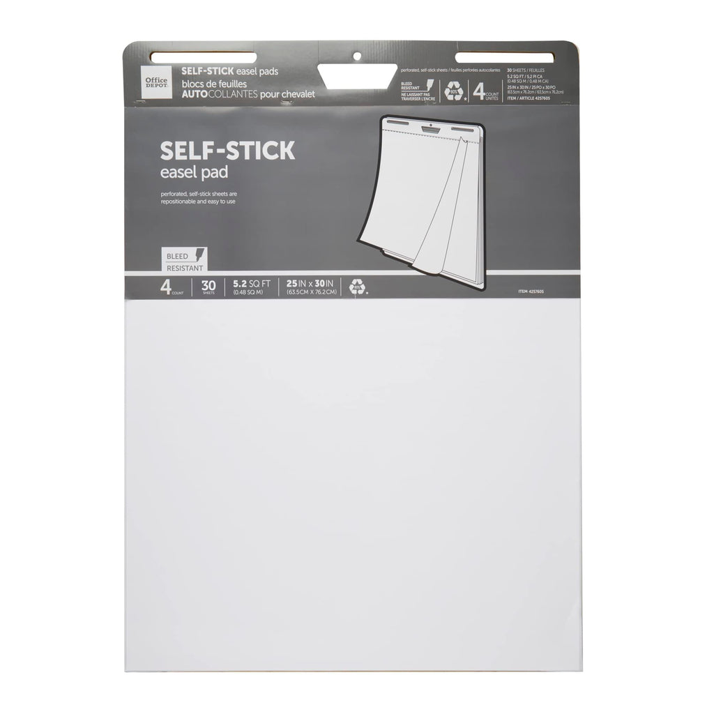 Self-Stick Easel Pads, 25" x 30", 30 Sheets, White, Pack Of 4 Q2192
