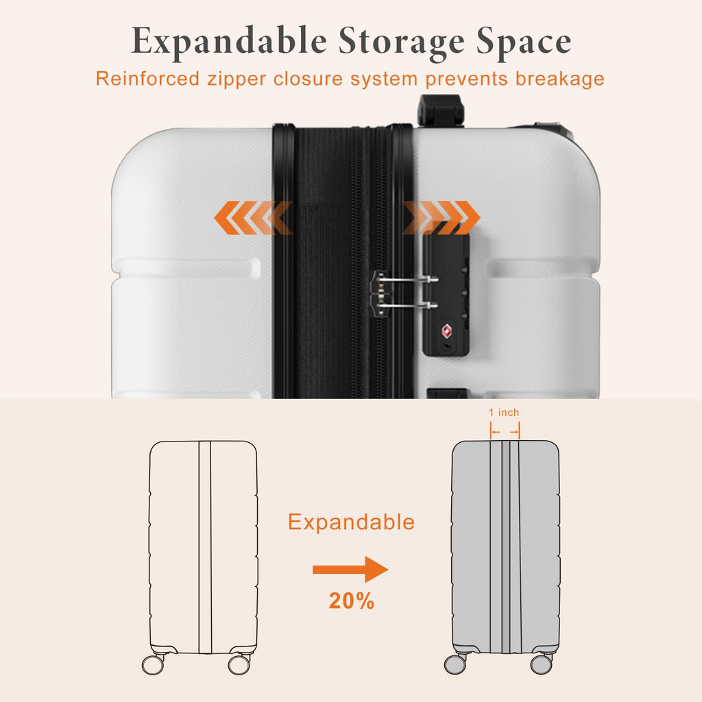 20 Inch White Hard Shell Suitcase G2798