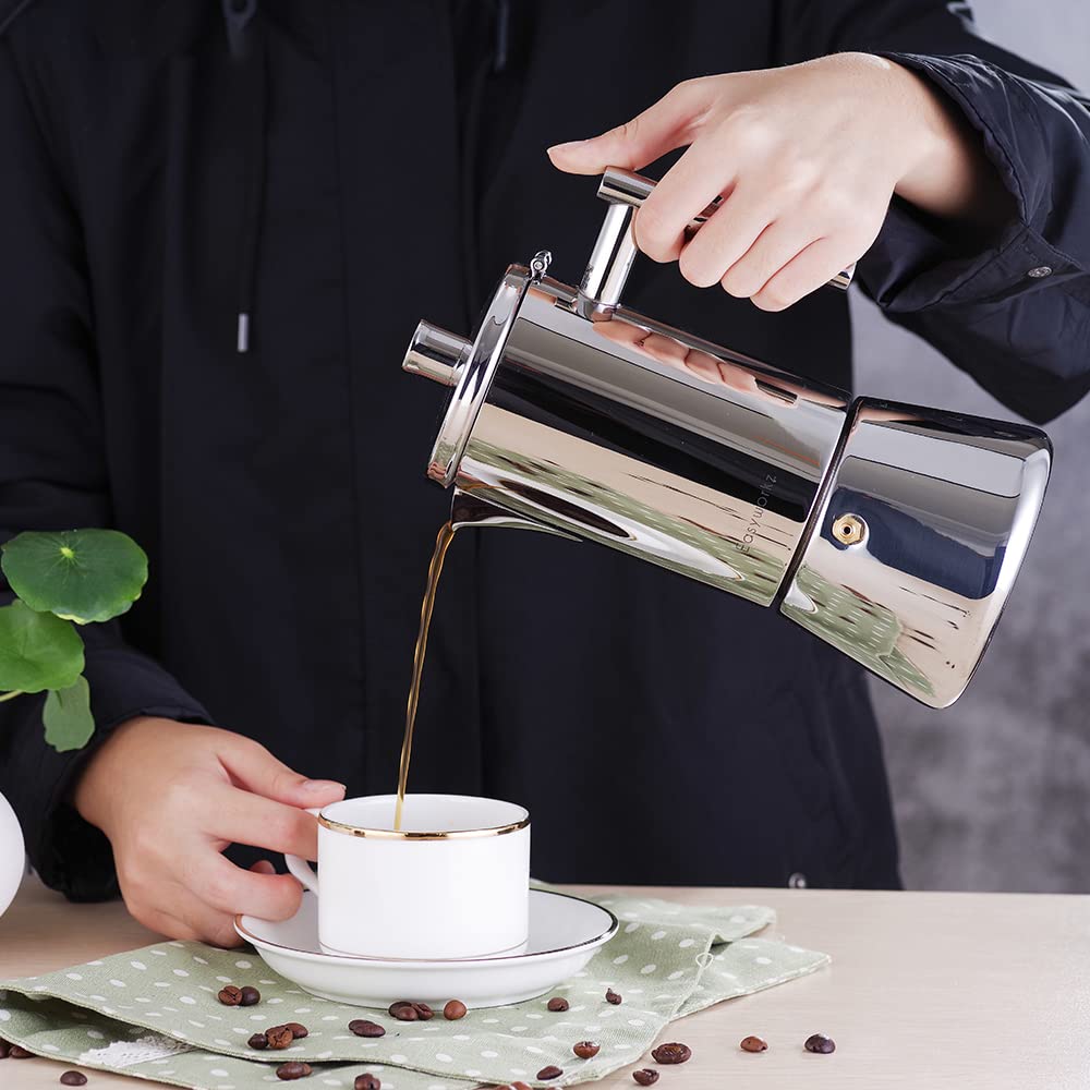 Stainless Steel Stovetop Espresso Maker 12 Cup 17.5 oz Moka Pot R188802