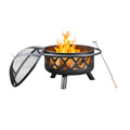 Round Steel 30 Inch Black Wood Burning Fire Pit D137858
