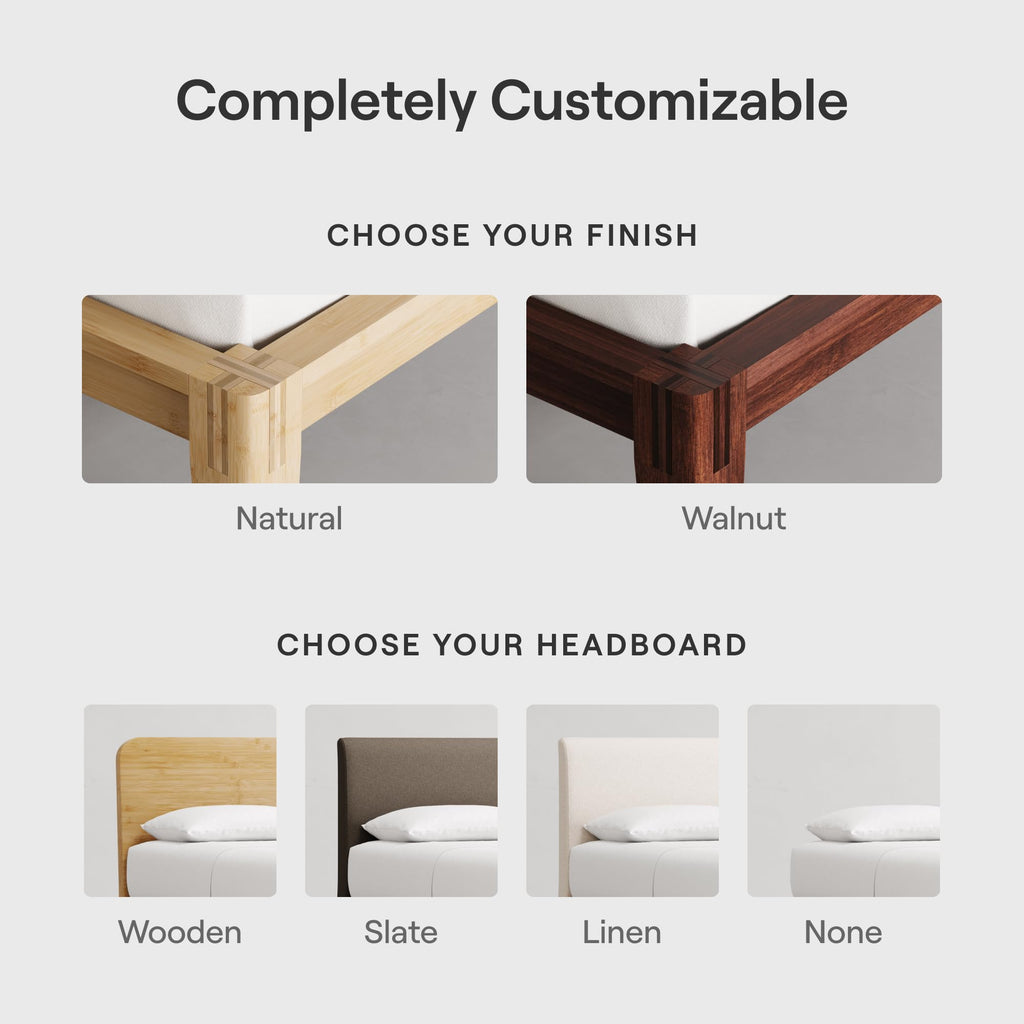 California King Walnut Bamboo Platform Bed Frame E693