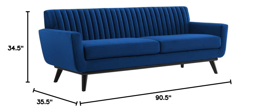 Navy Channel Tufted Performance Velvet Sofa B266