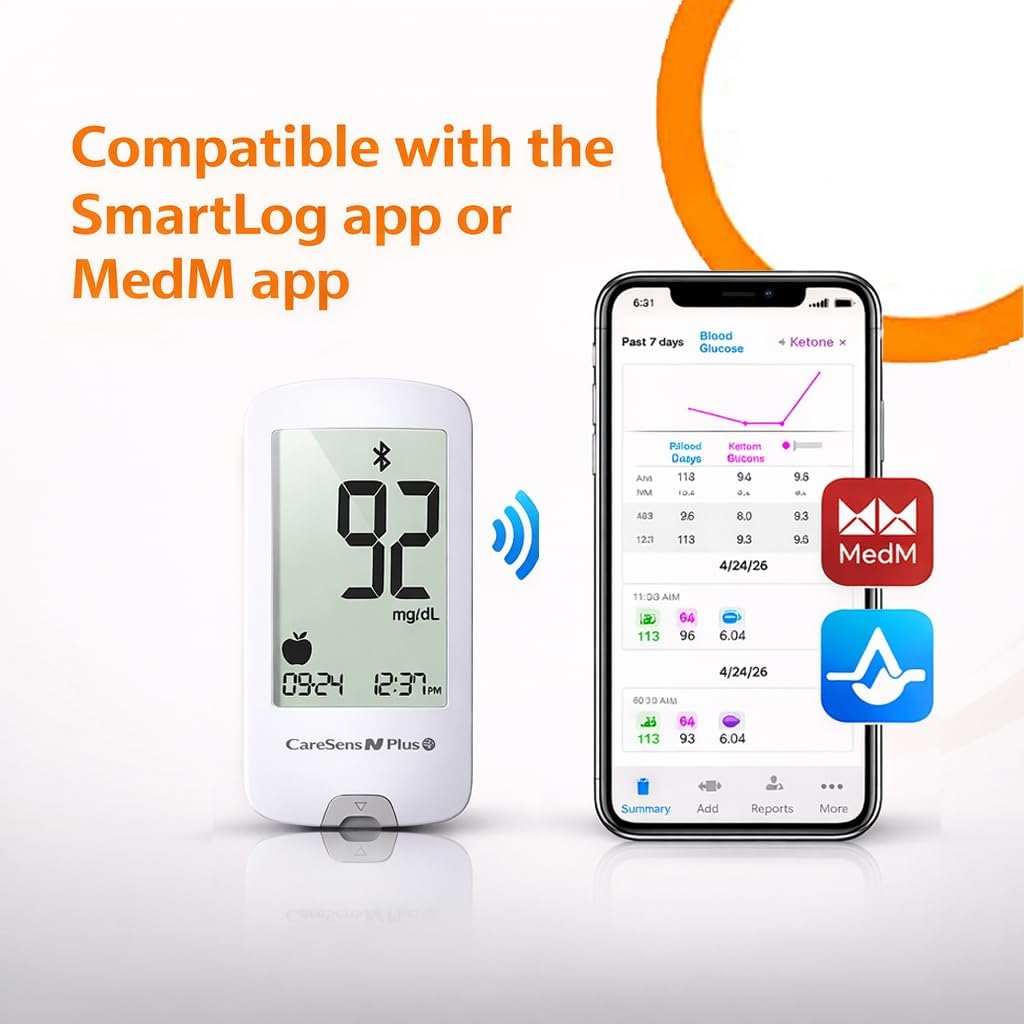 Bluetooth Blood Glucose Monitor Kit with 100 Test Strips and 100 Lancets G903