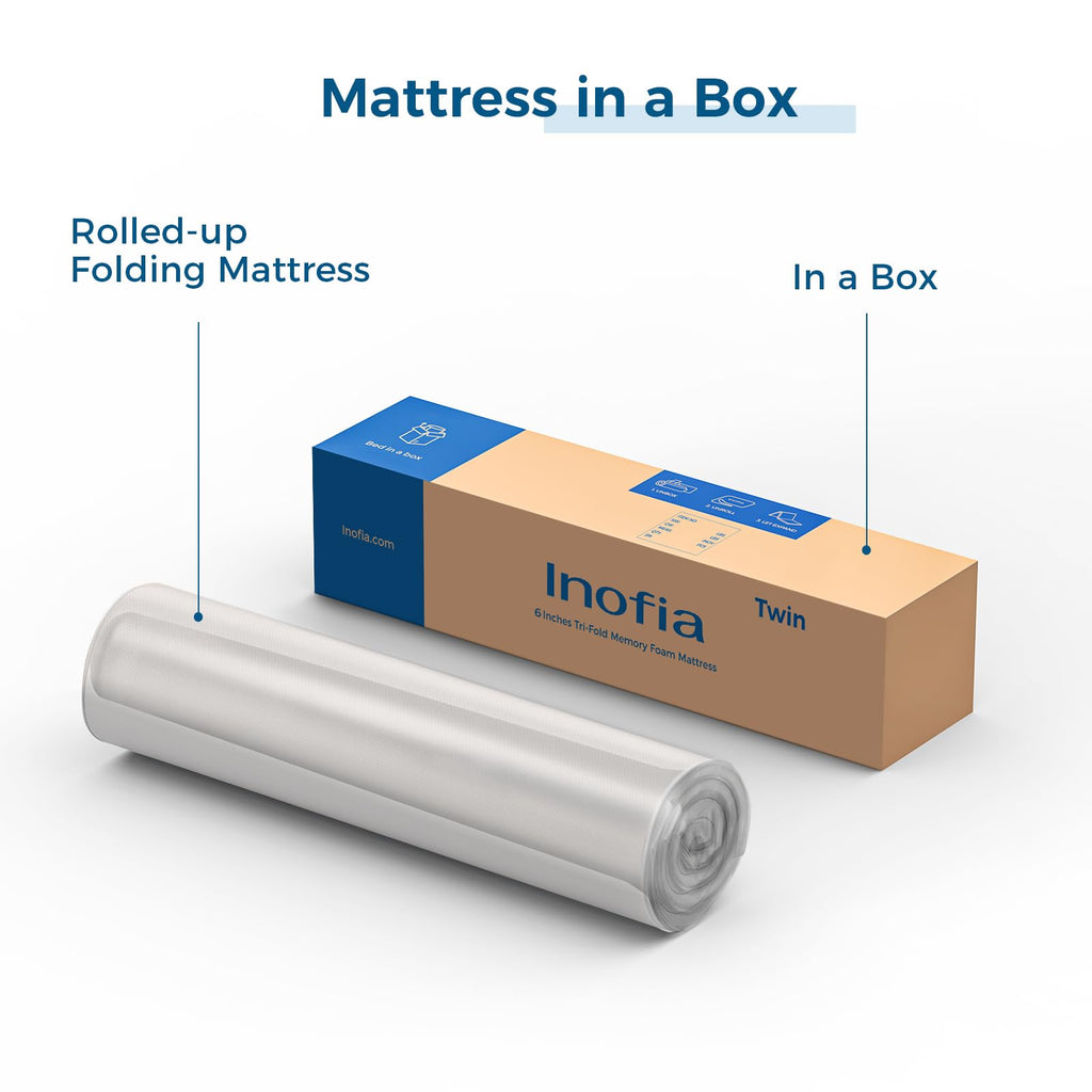 6 Inch Trifold Memory Foam Queen Mattress Q13052