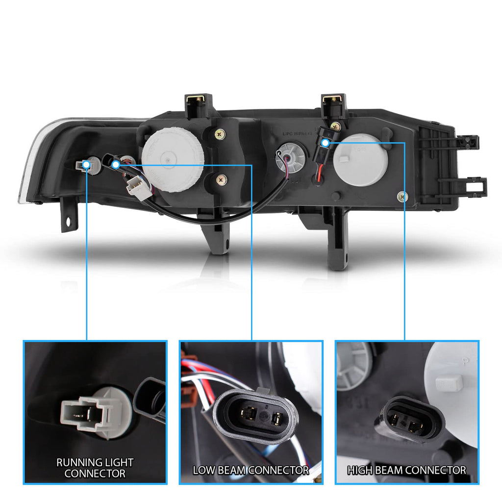 Black Replacement Projector Headlights Set B48794