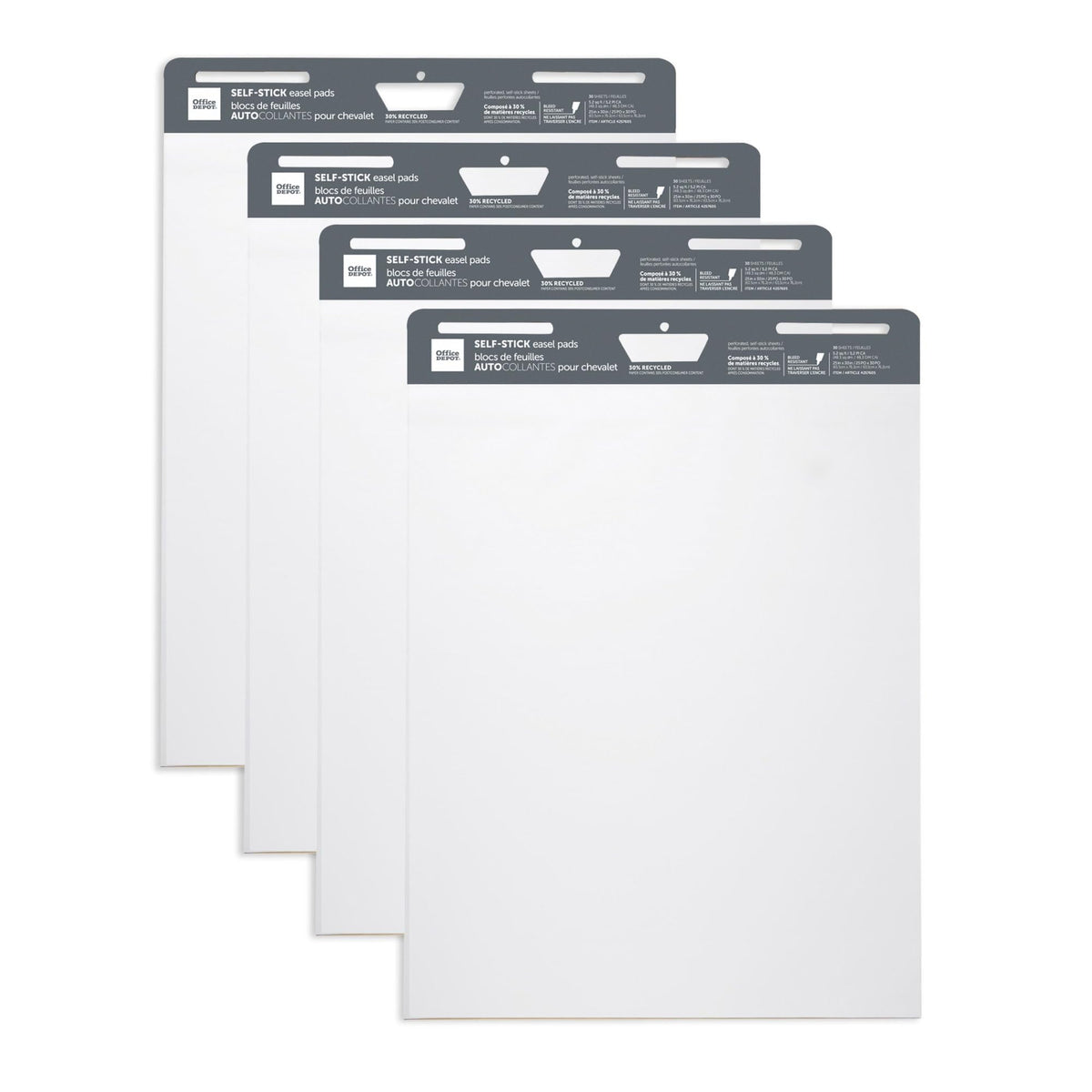 Self-Stick Easel Pads, 25" x 30", 30 Sheets, White, Pack Of 4 Q2192