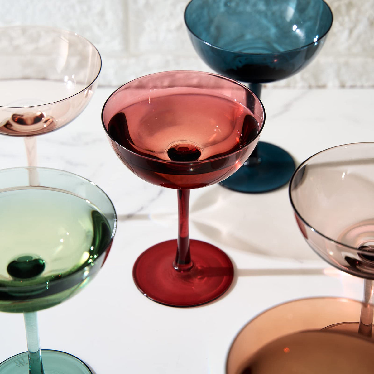 Colored Crystal Coupe Glasses Set of 6 T860469