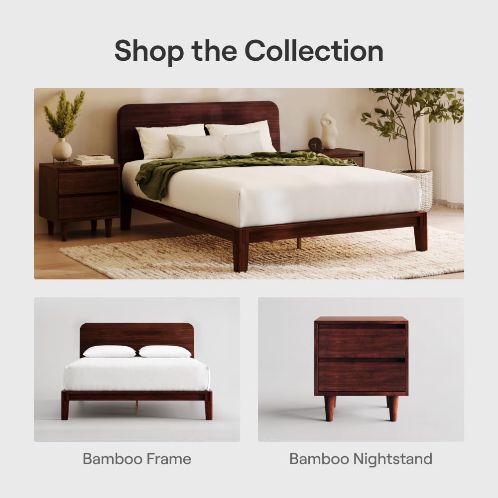 California King Walnut Bamboo Platform Bed Frame E693