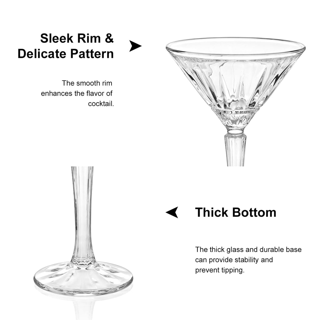 Set of 4 6oz Crystal Stemmed Martini Glasses U16887