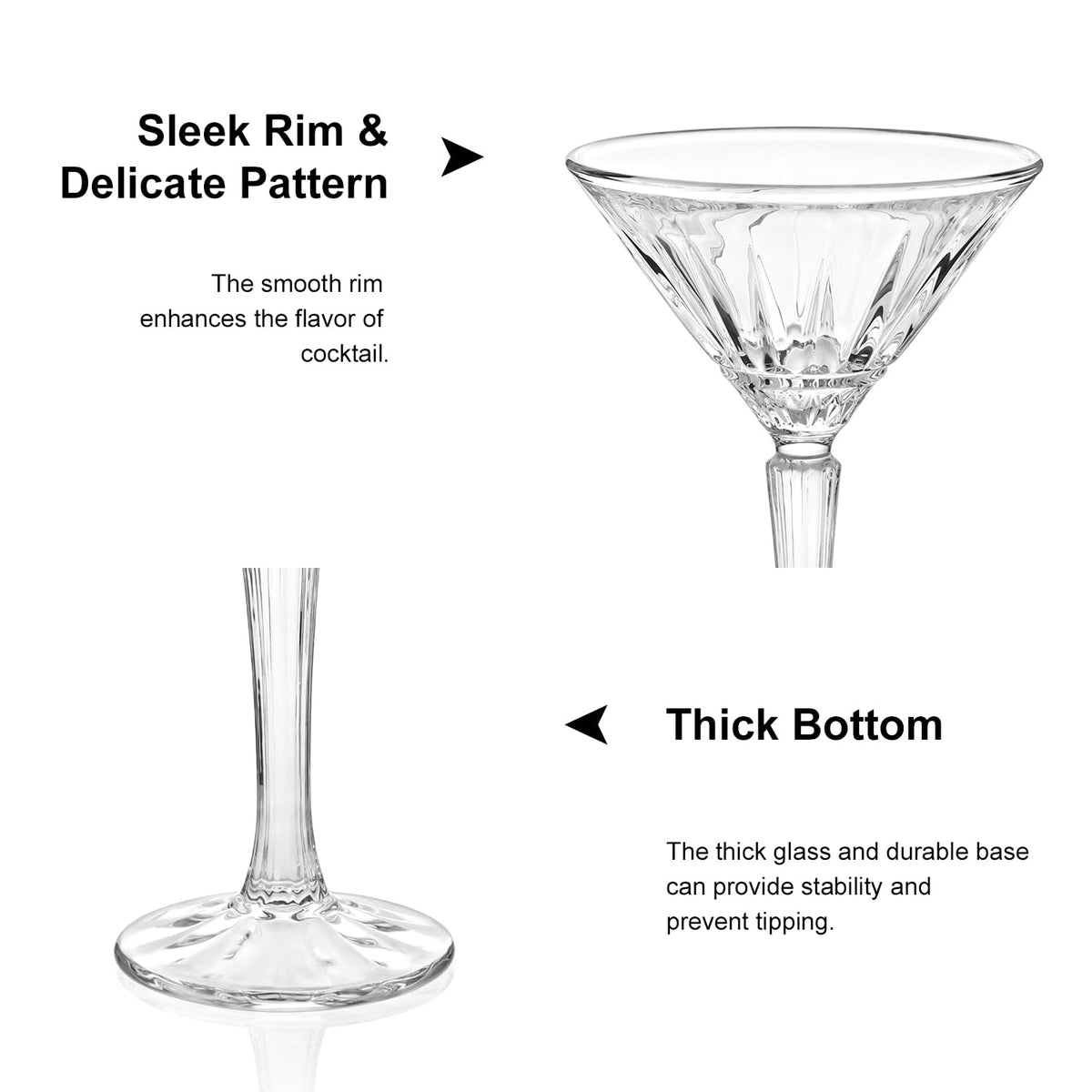 Set of 4 6oz Crystal Stemmed Martini Glasses U16887