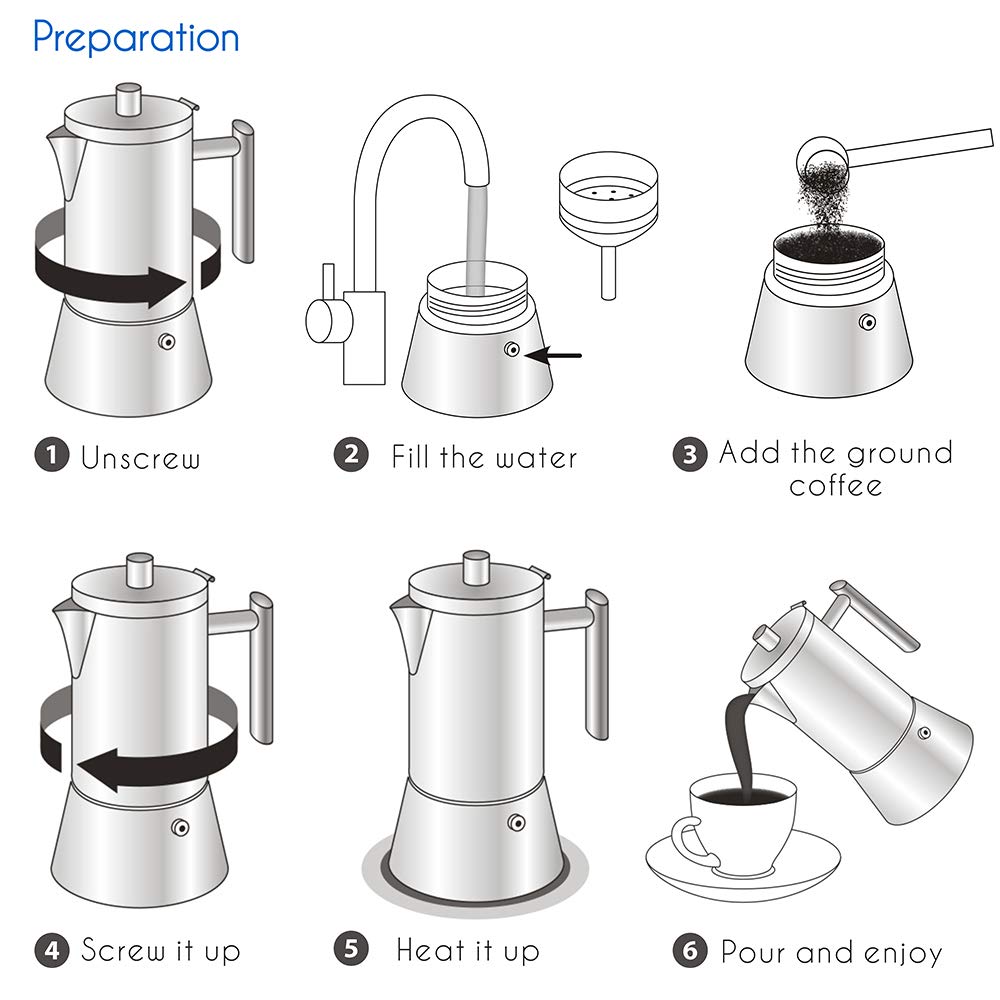Stainless Steel Stovetop Espresso Maker 12 Cup 17.5 oz Moka Pot R188802