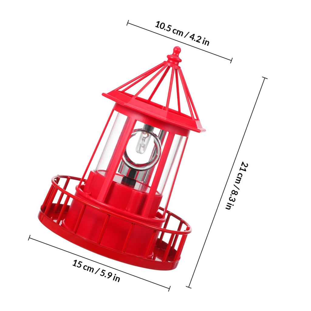 Solar Powered Rotating Lighthouse Garden Light Outdoor Waterproof Resin Iron Red N713928