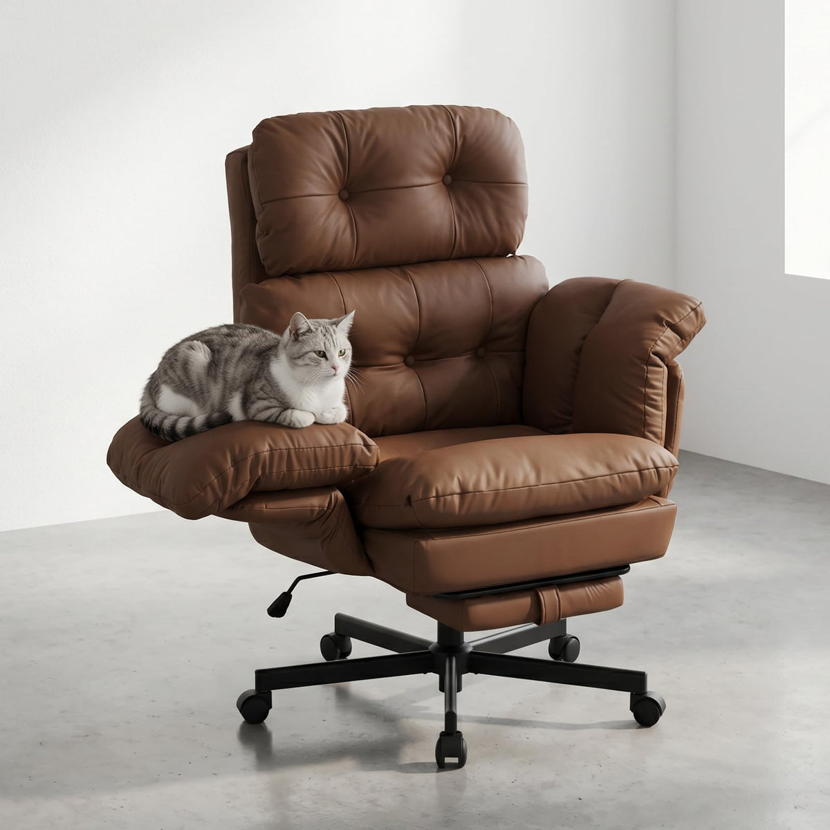 Brown Ergonomic Office Chair with Foot Rest M65019