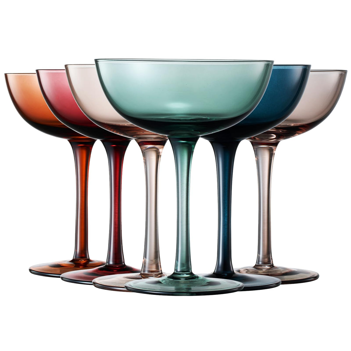 Colored Crystal Coupe Glasses Set of 6 T860469