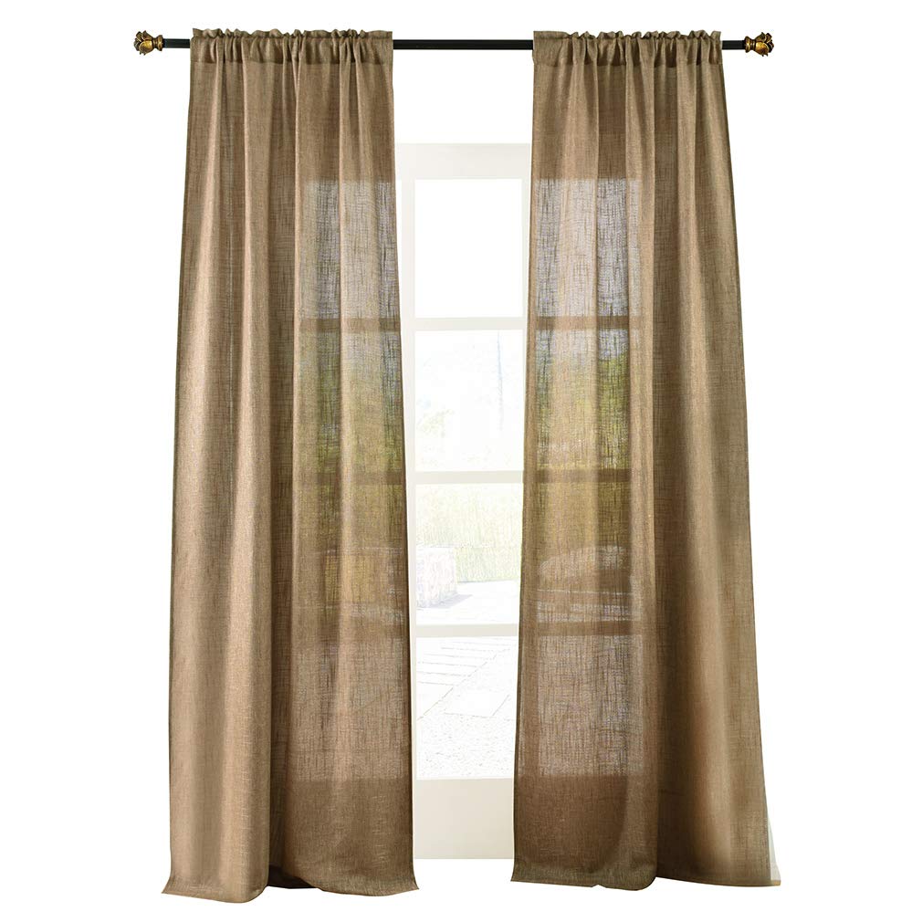 Soft Burlap Natural Tan Rod Pocket Window Curtain Panel 37" x 84" N17023