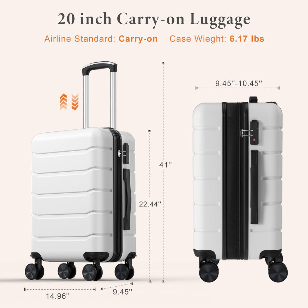 20 Inch White Hard Shell Suitcase G2798