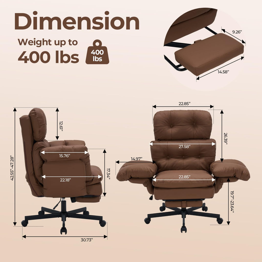Brown Ergonomic Office Chair with Foot Rest M65019