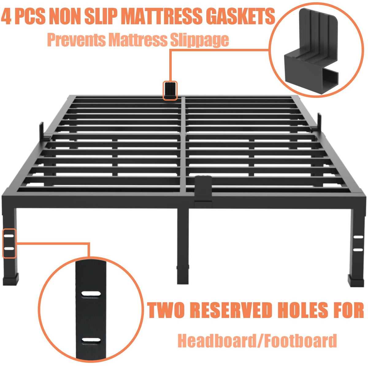 16 Inch Heavy Duty Metal Platform Bed Frame Full Size V7182