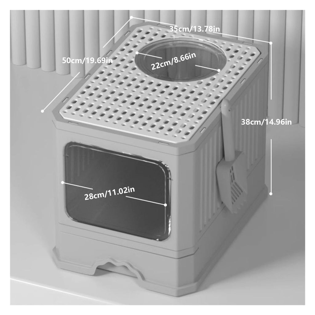 Foldable Covered Cat Litter Box with Scoop D241