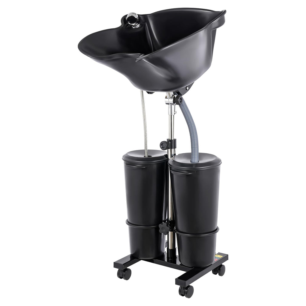 Portable Shampoo Bowl with Dual Buckets and Drain Hoses G6415