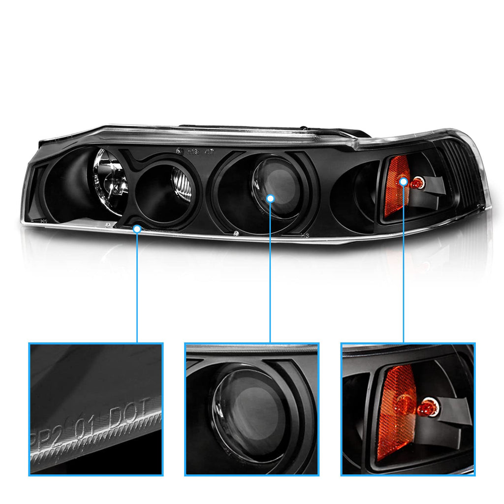 Black Replacement Projector Headlights Set B48794