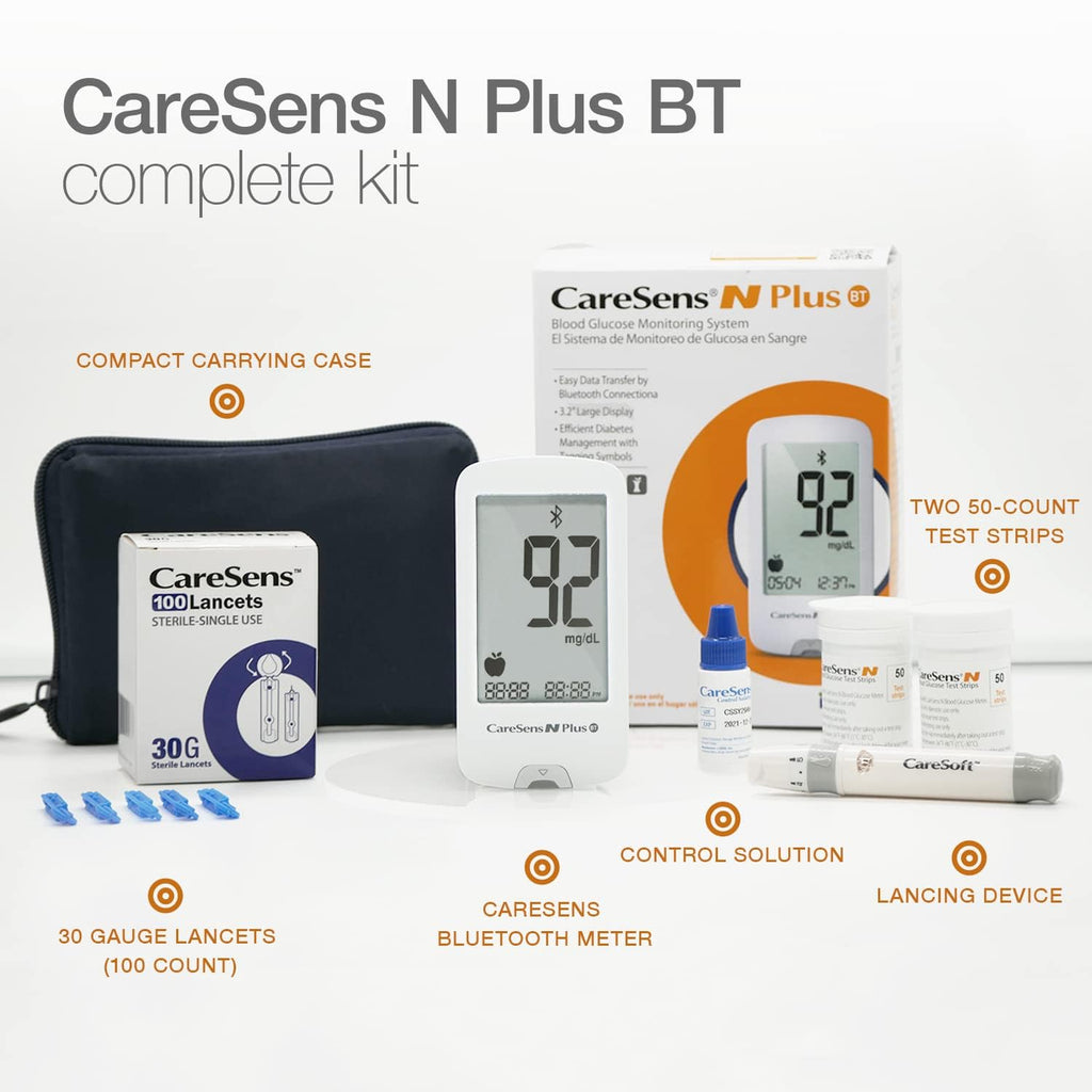 Bluetooth Blood Glucose Monitor Kit with 100 Test Strips and 100 Lancets G903