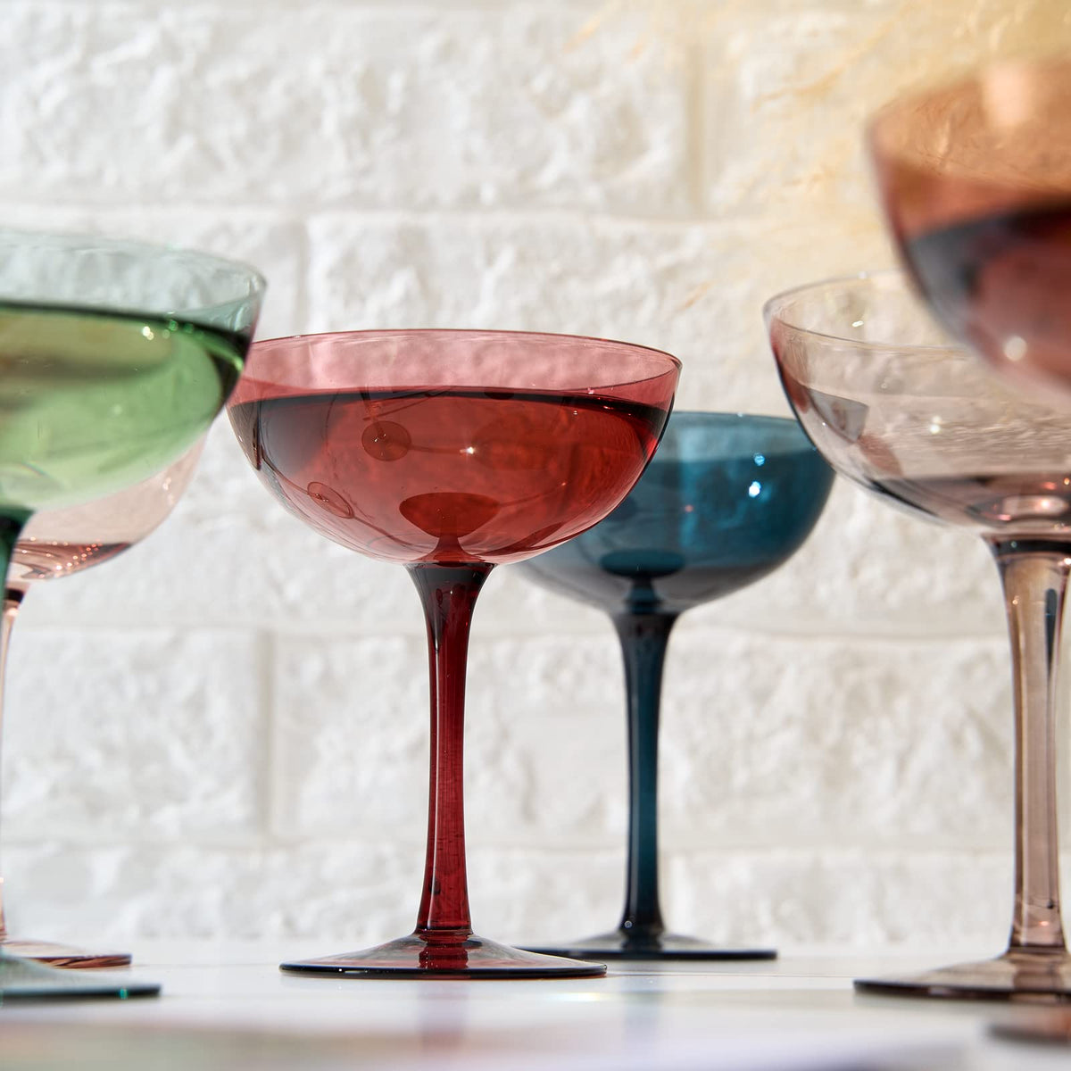 Colored Crystal Coupe Glasses Set of 6 T860469