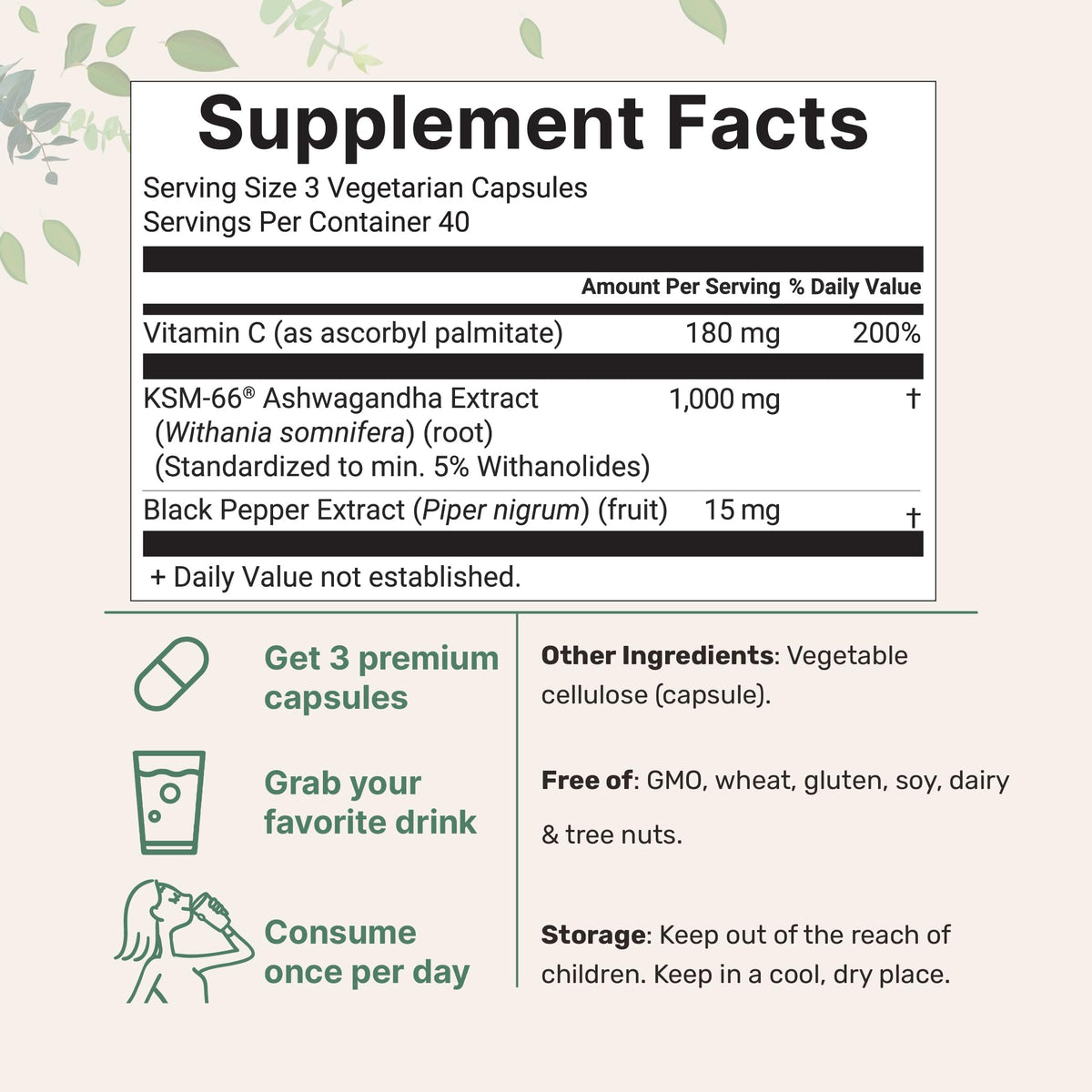 Ashwagandha 1,000mg 120 Veggie Capsules R869