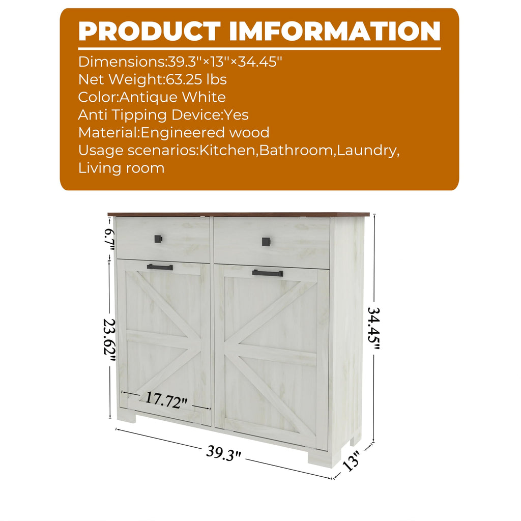 White 20 Gallon Tilt Out Trash Cabinet Q879