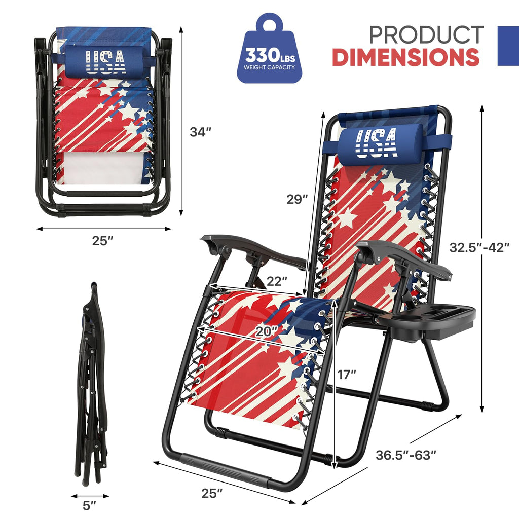 Zero Gravity Reclining Camping Chairs 2 Pack X3888