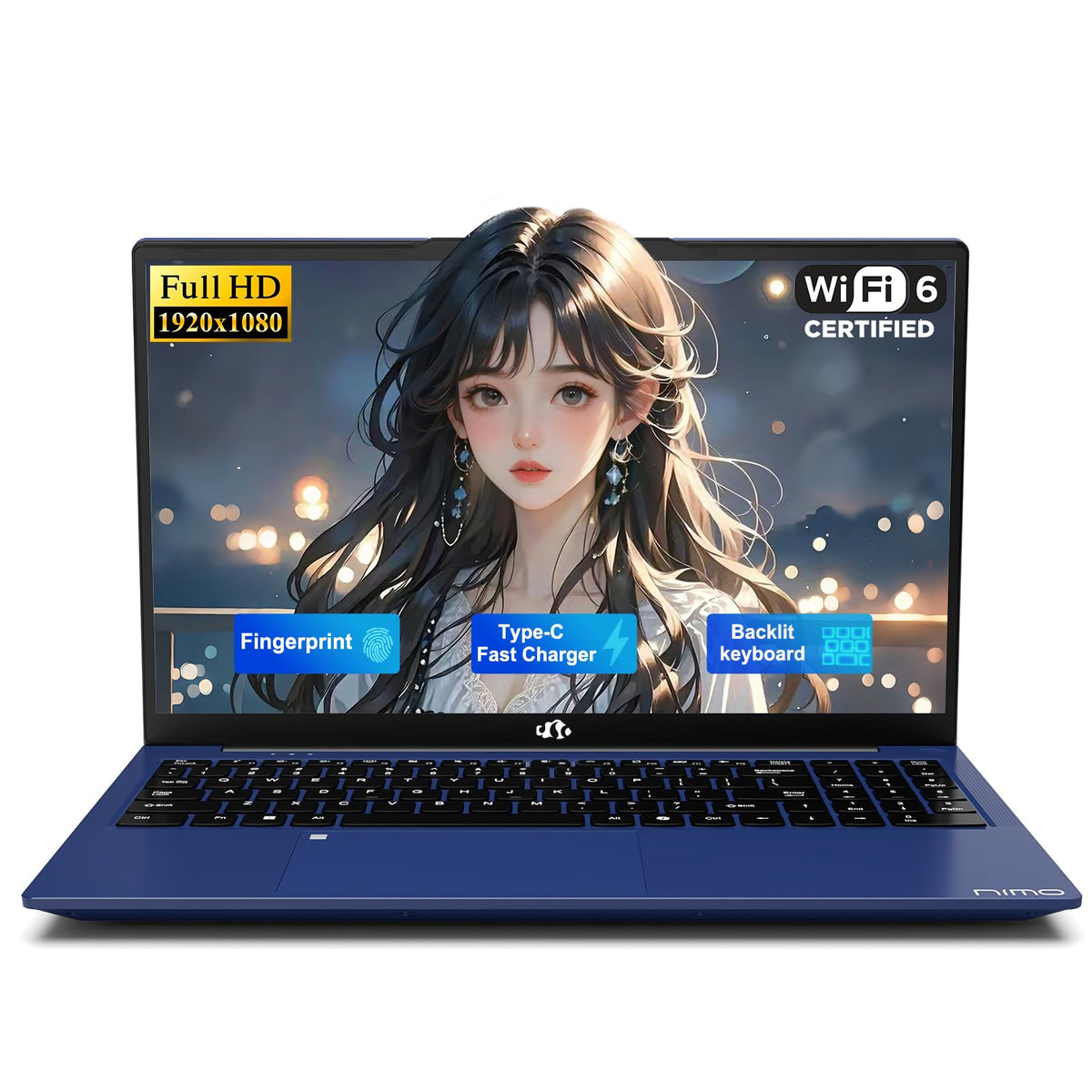 15.6" FHD Laptop 8GB RAM 256GB SSD Backlit Keyboard Fingerprint A599237