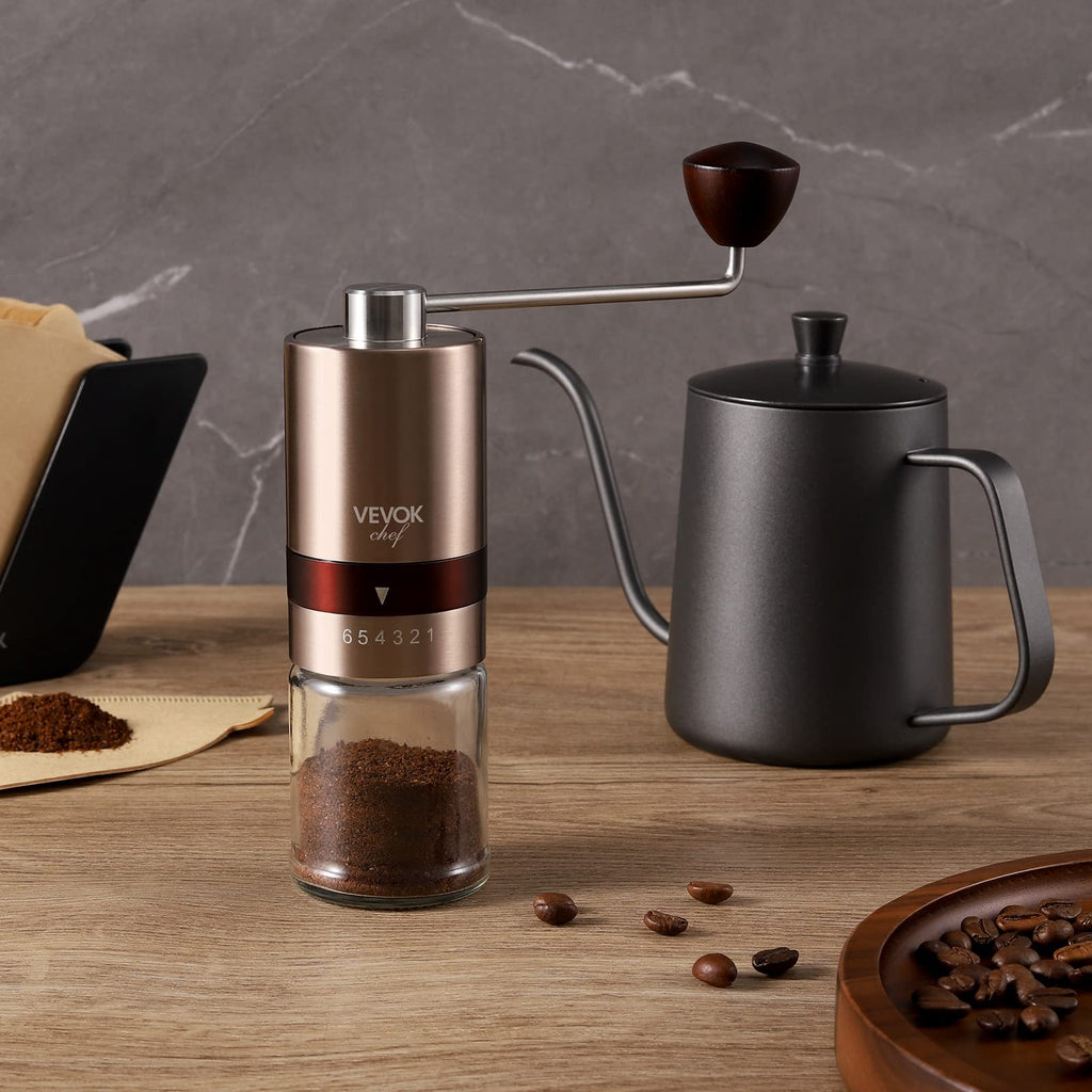 Gold Manual Stainless Steel Burr Coffee Grinder with Portable Bag U723657